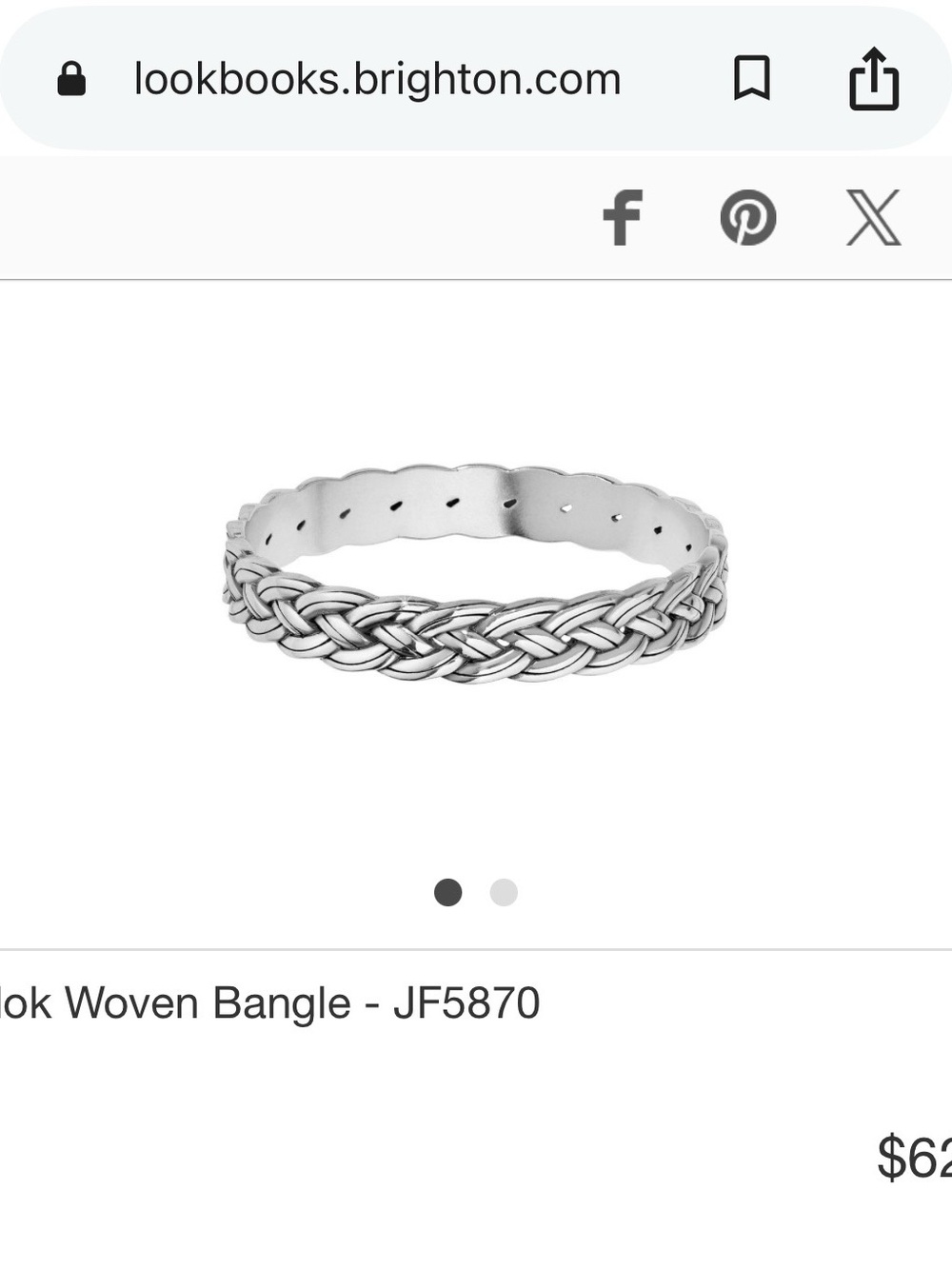 Brighton Interlok Braided Silver-Tone Cuff Bracelet - Picture 3 of 3